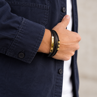 SERASAR Brave Leather Bracelet – Gold & Black, 23 cm